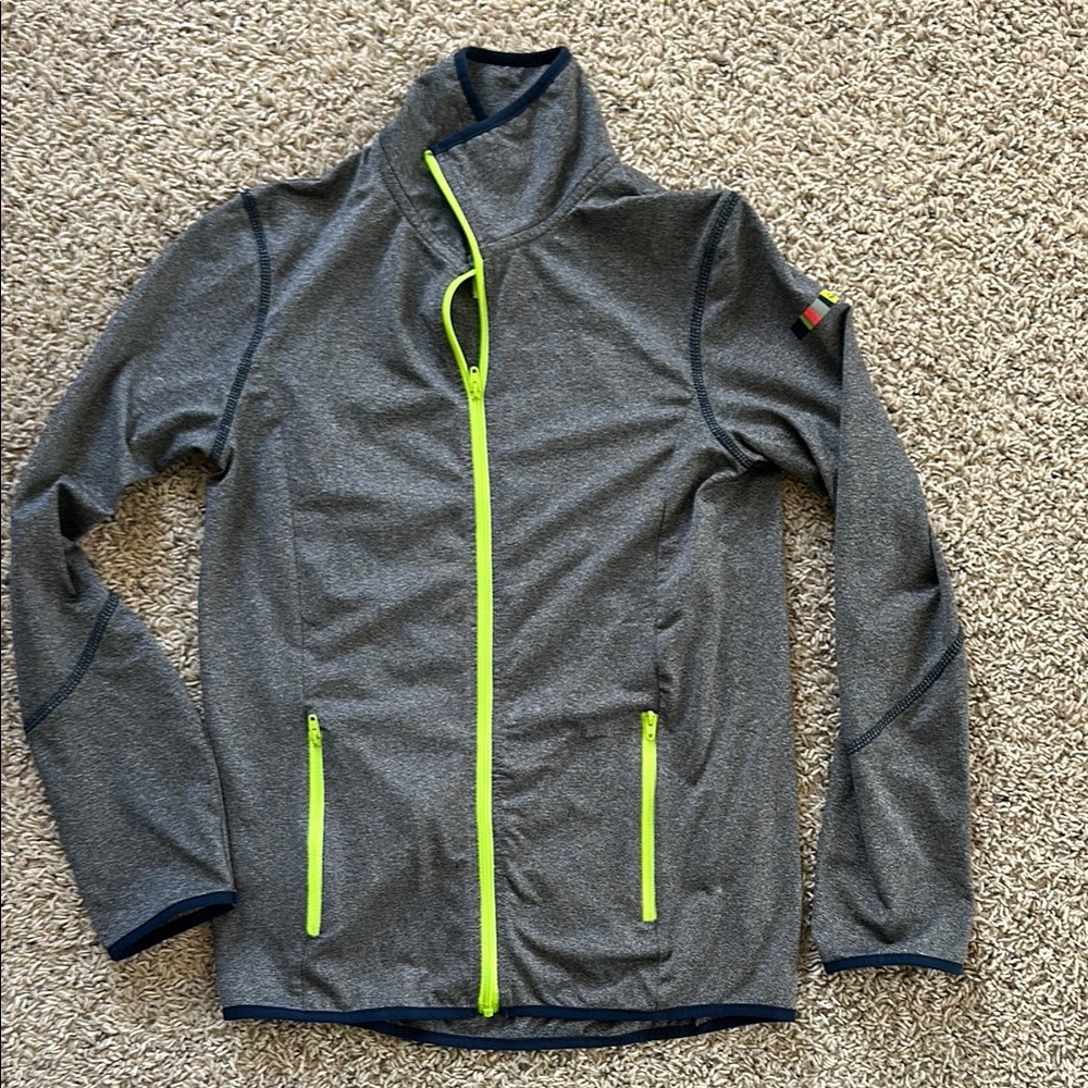 Gray and Navy Mini Boden Athletic Zipup